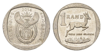 ЮАР 1 ранд 2014 медь плакированная никелем 4627-613