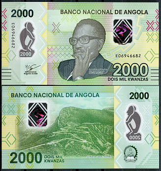 Ангола 2000 кванза 2023 Антонио Агостиньо Нето, Горный хребет в Намибе Pick 163  пластик  UNC (пресс) 7200-4-2