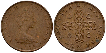 Остров Мэн 1 пенни 1975 Елизавета II (1952-2022) KM 20 бронза 00-00