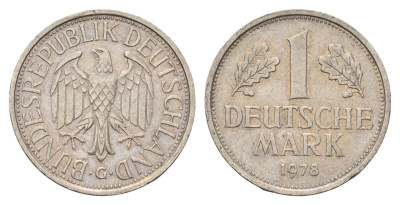 ФРГ 1 марок 1978 G KM 110, J 385 медно-никель 4675-255