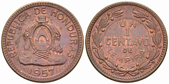Гондурас 1 сентаво 1957 KM 77.2 бронза 105-458