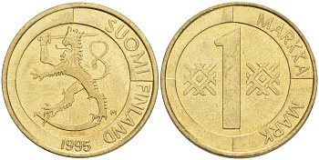 ФИНЛЯНДИЯ 1 МАРКА 1995 M KM 76 алюминиевая бронза 4556-716