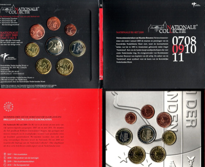 Нидерланды годовой евронабор из 8 монет (1, 2, 5, 10, 20 и 50 евроцентов; 1 и 2 евро) 2009 в оригинальном буклете KM 234, 235, 236, 268, 268, 270, 271 и 272 BU 8-2-05-73