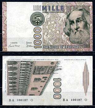 Италия 1000 лир 1982 Дворец дожеи, Марко Поло Pick 109 a бумага 6294-34-2-2