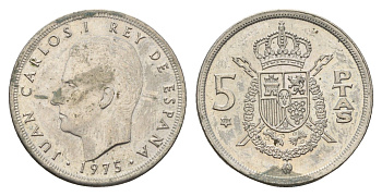 Испания 5 песет 1975 (79) Хуан Карлос I (1975-2014) KM 807 медно-никель 4673-1013