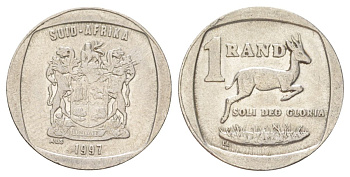 ЮАР 1 ранд 1997 KM 164 медь плакированная никелем 4627-328