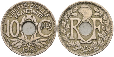 Франция 10 сантимов 1920 KM 866a, Le Franc 138.3 медно-никель 4143-851