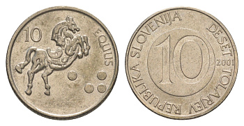 Словения 10 толаров 2001 лошадь KM 41 медно-никель 4519-1257