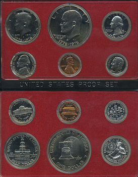 США официальный набор из 6 монет 1975 S, набор президентов, в пластике, оригинальная коробка PROOF 00-00