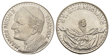 Ватикан медаль "Святой Станислав" ND (1978) Иоанн Павел II, диаметр 35 мм, вес 15,8 гр медно-никель плакированный серебро 4667-1222