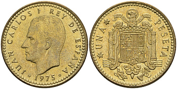 Испания 1 песета 1975 (80) Хуан Карлос I (1975-2014) KM 806 алюминиевая бронза 4604-252