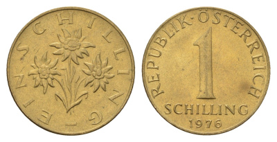 Австрия 1 шиллинг 1976 KM 2886 алюминиевая бронза UNC 4671-1036