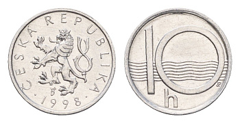 Чехия 10 геллеров 1998 KM 6 алюминий UNC 192-534