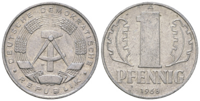 ГДР 1 пфенниг 1968 А КМ 8.1 алюминий 4615-1231