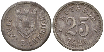 Эммерих 25 пфеннигов 1920 Funck 118.3, Men05 6537.3, Men18 8204.3 железо 4617-316