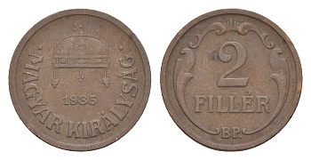 Венгрия 2 филлера 1935 BP KM 506 бронза 4658-331
