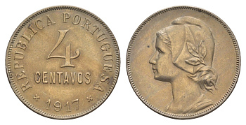 Португалия 4 сентаво 1917 KM 566 медно-никель aUNC 4657-832