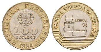 Португалия 200 эскудо 1994 Лиссабон – культурная столица Европы KM 669 биметалл UNC 4631-1234