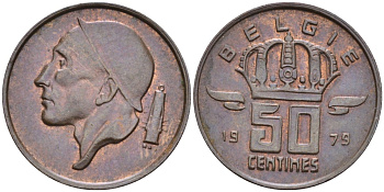 Бельгия 50 сантимов 1979 BELGIE KM 149.1 бронза 4585-818