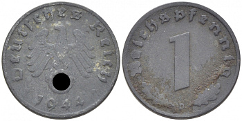 Германия 1 рейхспфенниг 1944 D KM 97 цинк 3955-653