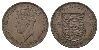 Джерси 1/12 шиллинга 1937 Георг VI (1936-1952) KM 18 бронза 4593-521
