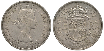 Великобритания 1/2 кроны 1963 Елизавета II (1952-2022) KM 907, Spink 4145 медно-никель 4125-233