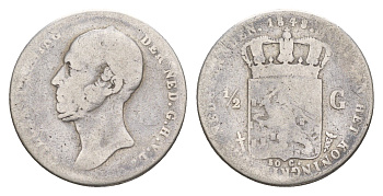 Нидерланды 1/2 гульдена 1848 Виллем II (1840-1849) KM 73 серебро    1531-741