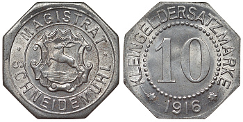 Германия, Шнайдемюль 10 пфеннигов 1916 Польша, нотгельд железо 4119-1246