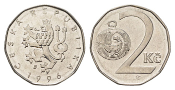 Чехия 2 кроны 1996 KM 9 сталь плакированная никелем 4623-512