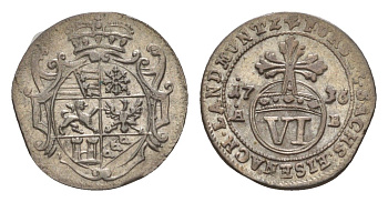 Саксен-Эйзенах 6 пфеннигов 1736 IAB KM 84 серебро 1515-224