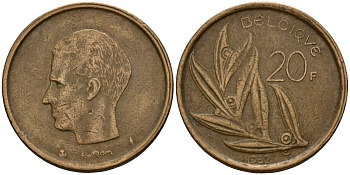 Бельгия 20 франков 1982 Belgique, Бодуэн I (1951-1993) KM 159 никель бронза 4601-346