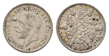 Великобритания 6 пенсов 1932 Георг V (1910-1936) KM 832, Spink 4040 серебро 4644-928