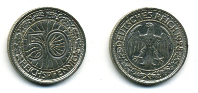 Германия 50 рейхспфеннигов 1928 A KM 49, J.324 никель 58-512