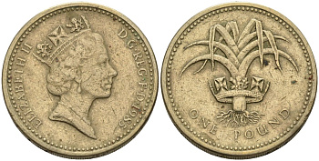 Великобритания 1 фунт 1985 Елизавета II (1952-2022) KM 941, Spink 4331 никель латунь 81-1023