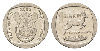 ЮАР 1 ранд 2005 KM 295 медь плакированная никелем 4627-441