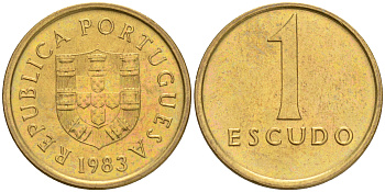 ПОРТУГАЛИЯ 1 ЭСКУДО 1983 KM 614 никель латунь 75-126