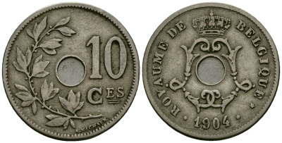 Бельгия 10 сантимов 1904 Belgique KM 52 медно-никель 4172-745