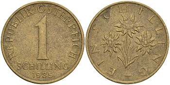 Австрия 1 шиллинг 1985 KM 2886 алюминиевая бронза 4556-325