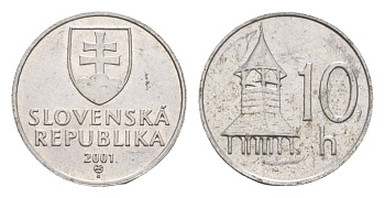 Словакия 10 геллеров 2001 KM 17 алюминий UNC 4659-545