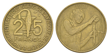 Западная Африка (BCEAO) 25 франков 1981 KM 9 алюминиевая бронза 4612-1141