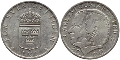 Швеция 1 крона 2000 Карл XVI Густав (1973- ) KM 852а медно-никель 60-737