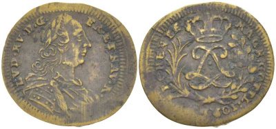 Франция жетон ND Людовик XV (1715-1774), вензель, диаметр 17,5-19 мм.  латунь    206-316