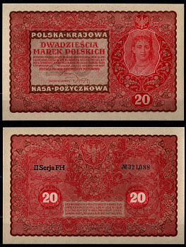 Польша 20 марок 1919 Pick 26 (1) бумага UNC (пресс) 8617-49-1-1