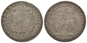 Штольберг-Штольберг 2/3 талера 1764 C KM 37 серебро 1522-714