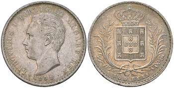 Португалия 500 реалов 1888 Луиш I (1861-1889) KM 509 серебро 272-342