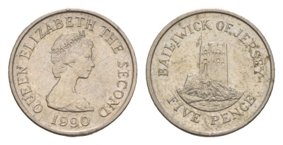 Джерси 5 пенсов 1990 башня Сеймур, Елизавета II (1952-2022) KM 56.2 медно-никель 4655-949