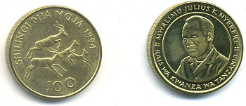 ТАНЗАНИЯ 100 ШИЛЛИНГОВ 1994 АНТИЛОПЫ 4-1035