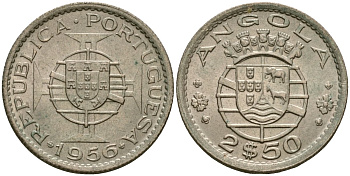 Ангола 2 1/2 эсукдо 1956 KM 77 медно-никель 4132-1235