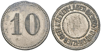 Бад-Кольберг 10 пфеннигов ND Офицерский лагерь для военнопленных Men05 4612.2, Men18 5821.2 никель цинк 4617-221