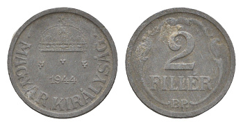 Венгрия 2 филлера 1944 BP KM 519 цинк 4658-356